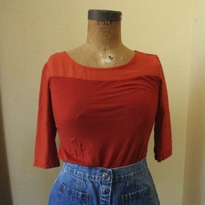 Rust Chiffon Detail Blouse